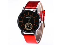 Relógio de casal Zhoulianfa com pulseira de couro PU, mostrador redondo casual simples (vermelho)