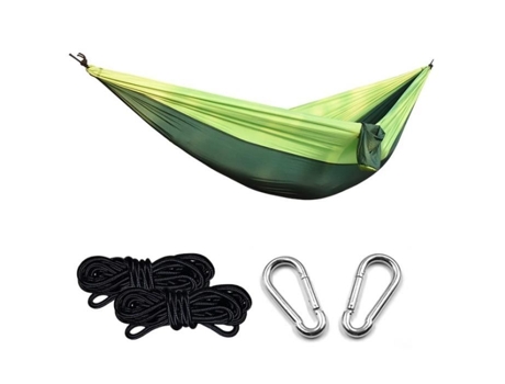 Rede de acampamento ao ar livre 260 x 140 cm para 2 pessoas redes leves de pára-quedas de nylon, 200 kg, verde LEMONDA