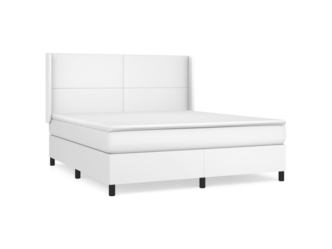 Cama com Molas Couro Artificial Branco MAISON EXCLUSIVE 180x200 cm
