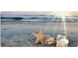 Mousepad Grande para Computador com Estampa de Estrela do mar, Concha e Praia Ensolarada, Base Borracha Antide