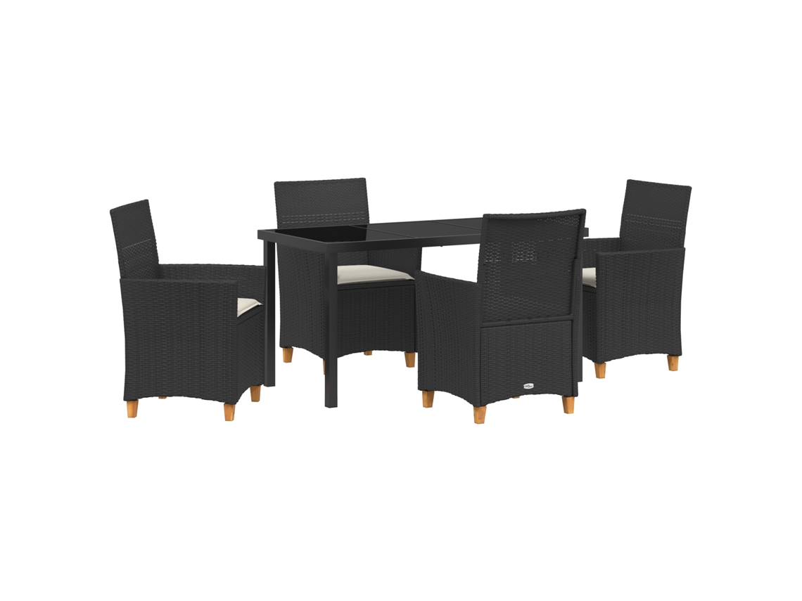 Conjunto 5 De Jantar De Jardim Vidaxl Com Almofadas Preto Vime Pe