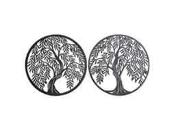 Decoração de Parede Dkd Home Decor Árvore Metal 2 Pcs 40 X 1 X 40 Cm