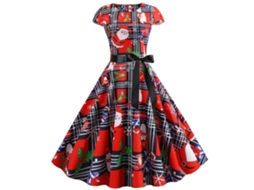 Vestido De Festa Xmas Com Estampa, Manga Curta E Decote O Da Laxiscreed Para Ocasiões Especiais