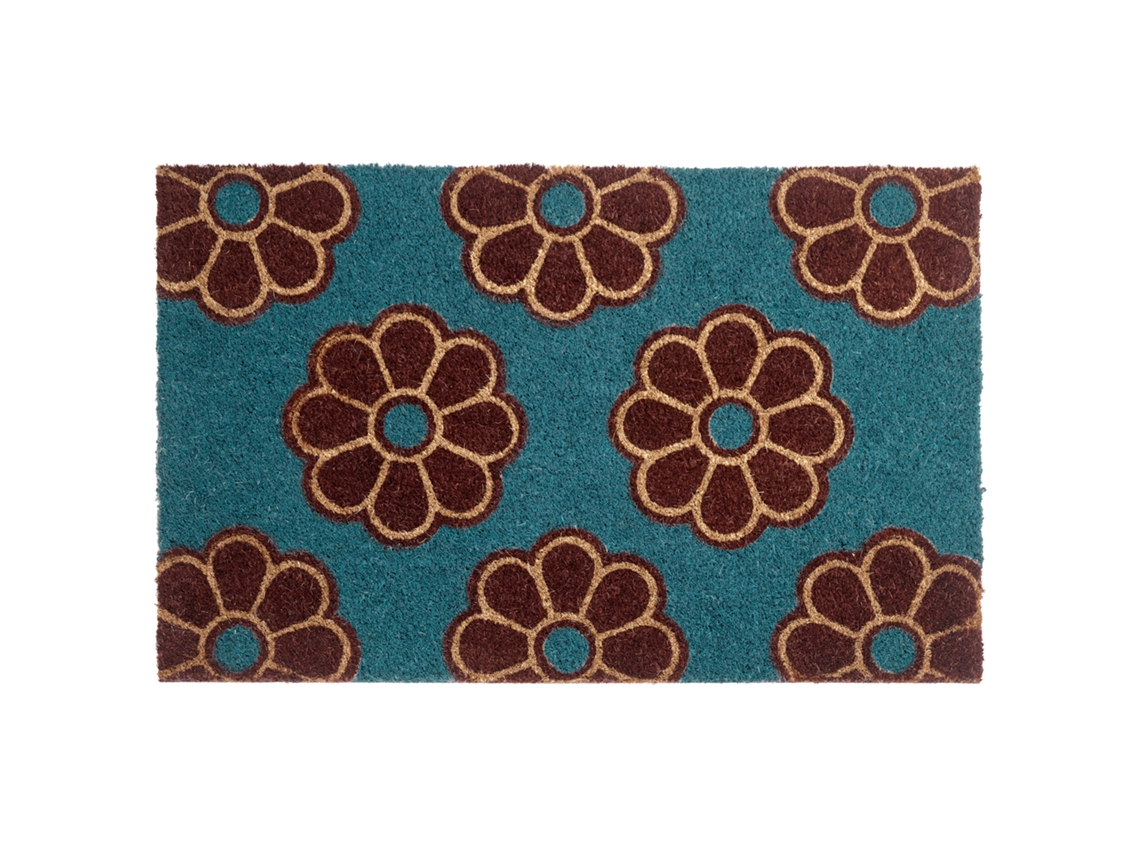 Felpudo Beliani Kulik De Fibra De Coco Azul 50x80