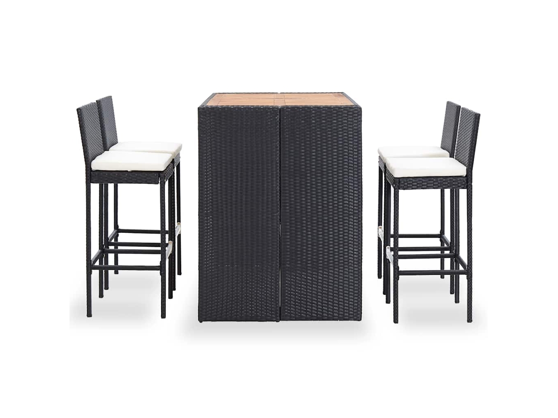 Maison Exclusive - 5 Pcs Conjunto De Bar Jardim Vime Pe E Madeira Acácia Preto
