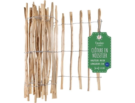 Cerca De Jardim Creative Home Madeira De Avelã Altura 90 Cm Comprimento 5 M Espaçamento 3 5 Cm