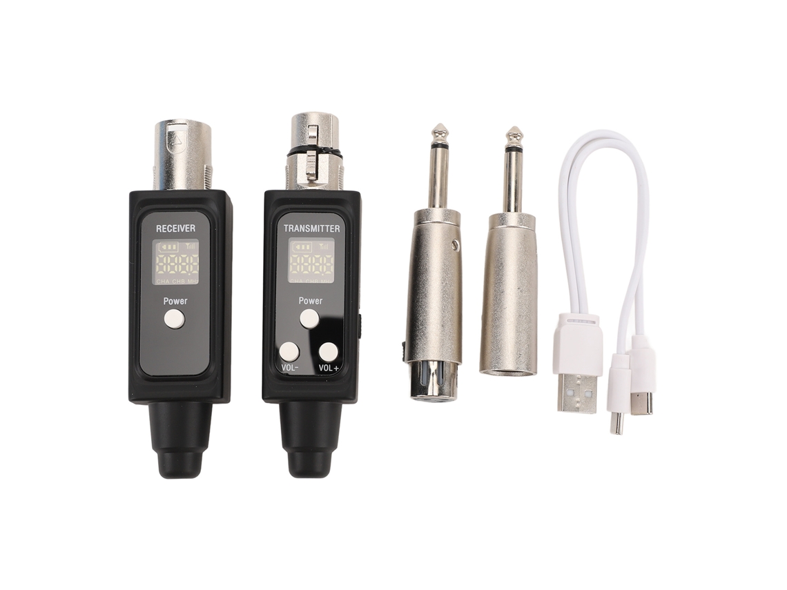Transmissor Receptor XLR Sem Fio 2.4GHz UHF Recarregável para Microfone | S/MARCA