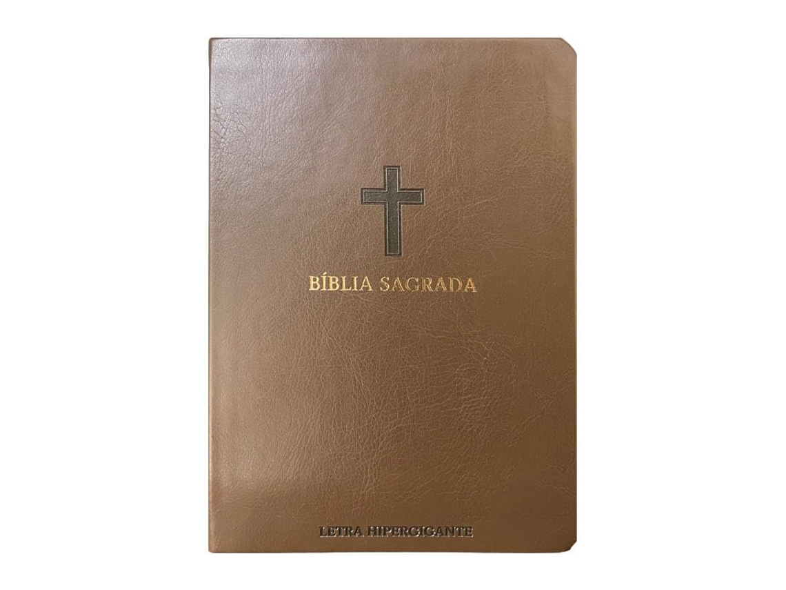 Livro Bíblia L. Hipergigante Arc Full Color Pu Luxo C/ Harpa C/ Índice Dourada Cruz Marrom De Diversos (português Do Brasil)