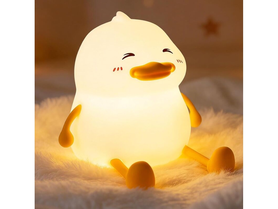 Luminária Em Forma De Pato. Luz Noturna Fofa Para Crianças. Noturna Silicone Com Estampa Animal. Led Intensidade Regulável E Função Timer Crianças Ad