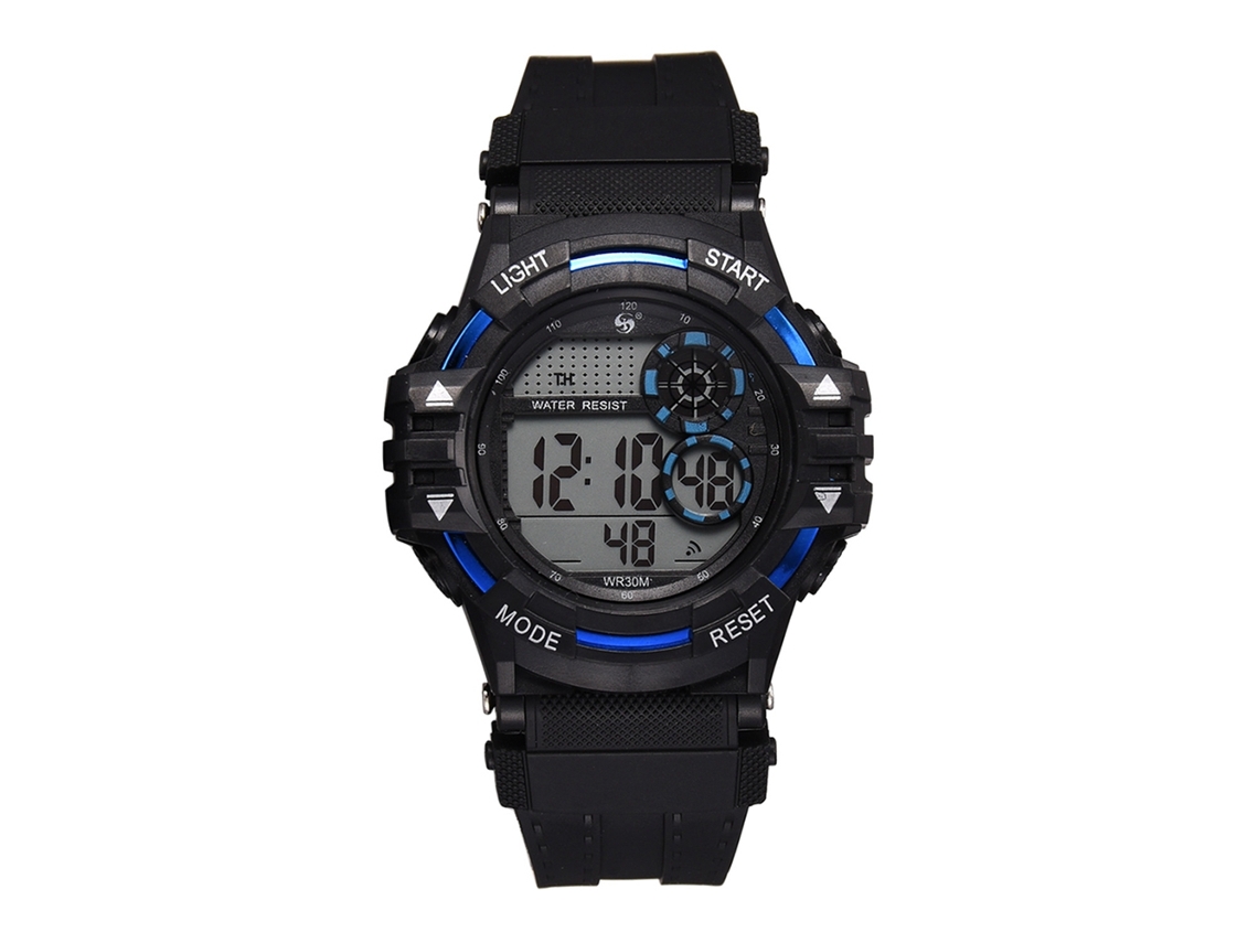 Relógio eletrônico masculino para esportes ao ar livre, pulseira à prova d'água para estudantes, azul.