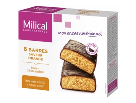 6 Barras Emagrecedoras Hiperproteicas Sabor: Laranja MILICAL