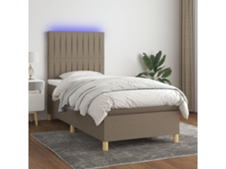 Cama Box Spring Colchão/led 90x200cm Tecido Cinza-acastanhado