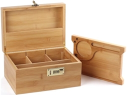 Caixa Grande de Bambu com Fechadura Código, Presente para Homem Ou Mulher, Arrumação Tabuleiro, Multifunções, Moderno STELASPLEN