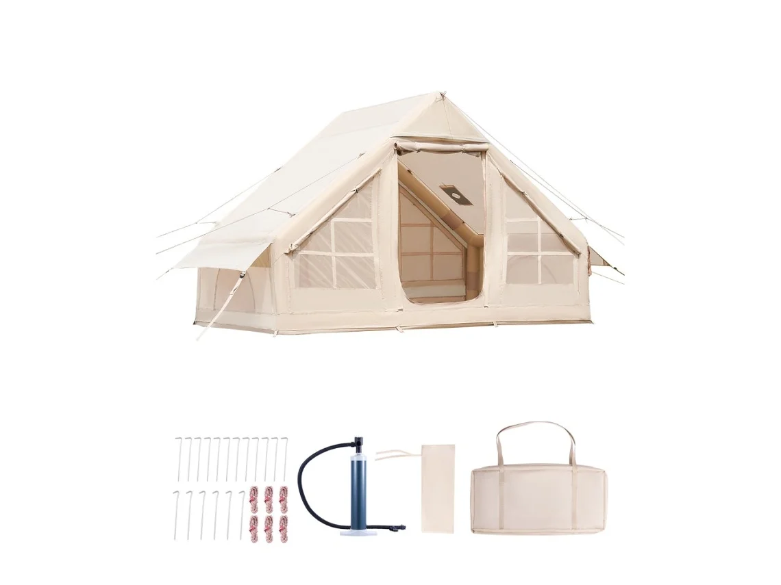 Tenda De Camping Insuflável 3x2x2m Para 3 5 Pessoas Com Bomba Manual Tekmaquinas