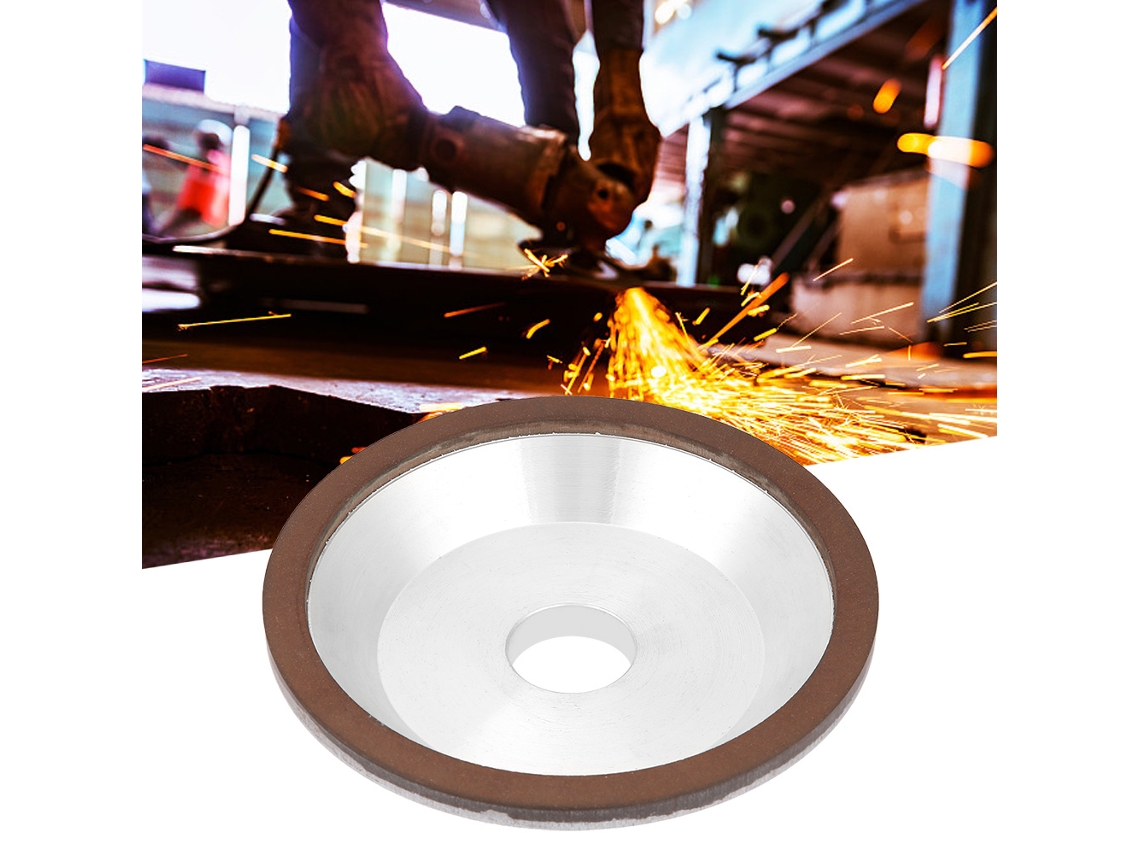 Disco de esmeril diamantado em resina, formato copo, 100 mm (diâmetro externo) x 20 mm (diâmetro interno), acessório para esmerilhadeira.