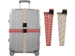 Conjunto De 2 Cintas Bagagem Com Estampas Folha Laranja E Roxa, Pedra, Pata E Gato Acessórios De Viagem Ajustáveis Para