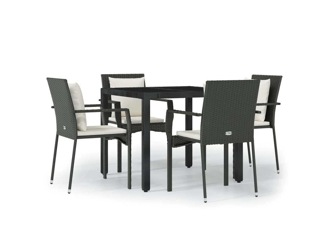 Garden Dining Set, Garden Dining Sets Vidaxl Preto Rattan / Vime (mesa Com 90 Cm De Comprimento)