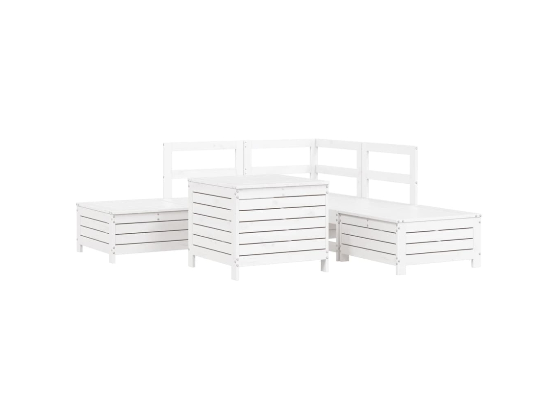 Conjunto de 6 Sofás de Jardim Madeira de Pinho Maciça Branco MAISON EXCLUSIVE