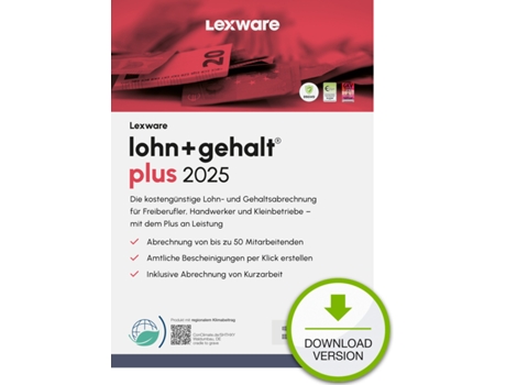 Lohngehalt Plus 2025 1 dispositivo, 1 ano Esd Downloadesd Lexware