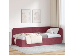 Vidaxl Estrutura de Cama de Canto Vinho Vermelho 100 X 200 Cm Tecido