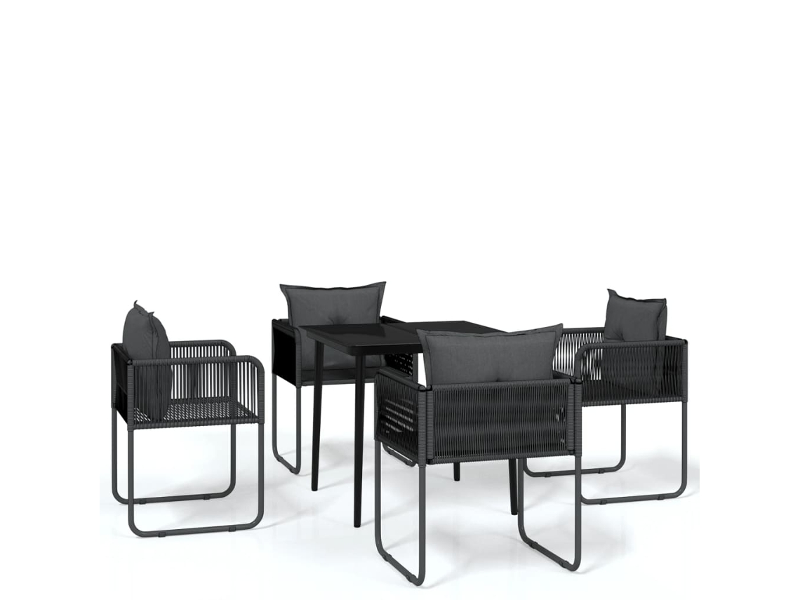 Garden Dining Set, Garden Dining Sets Vidaxl Preto Aço (80 Cm Table Length)