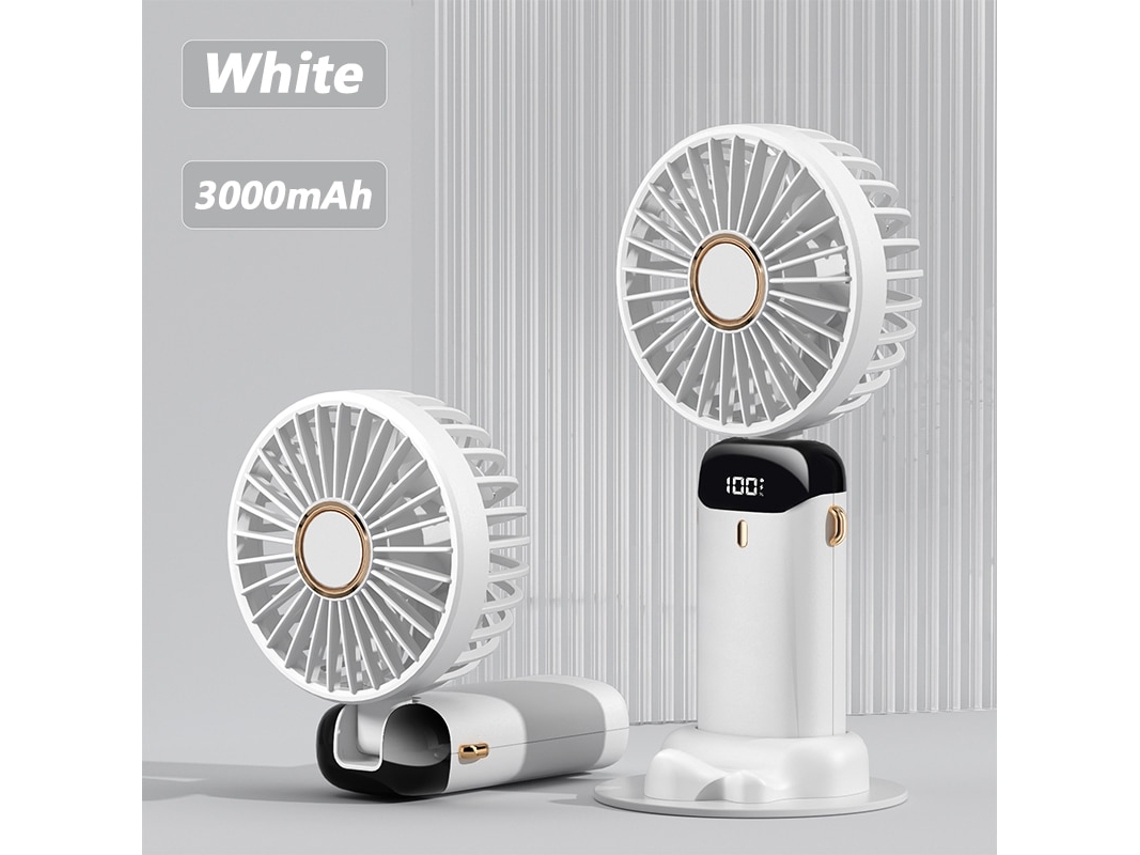 Ventilador Portátil com Ecrã Digital Multifuncional com Cabeça Dobrável 3000Mah BDL23 Branco