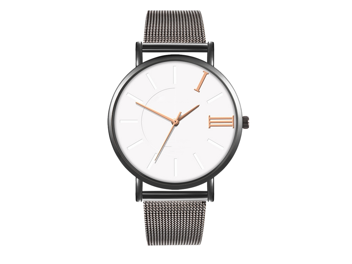 Reloj De Moda Para Parejas Con Correa De Malla Dial Redondo Cuarzo Unisex