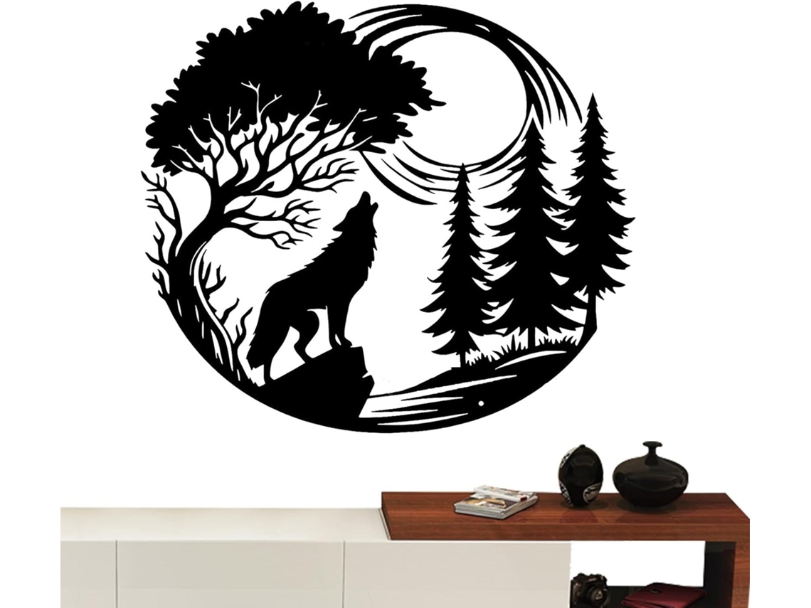Arte De Parede Em Metal Com Lobo Uivando, Decoração Artística De Vida Selvagem | Animais Criativos