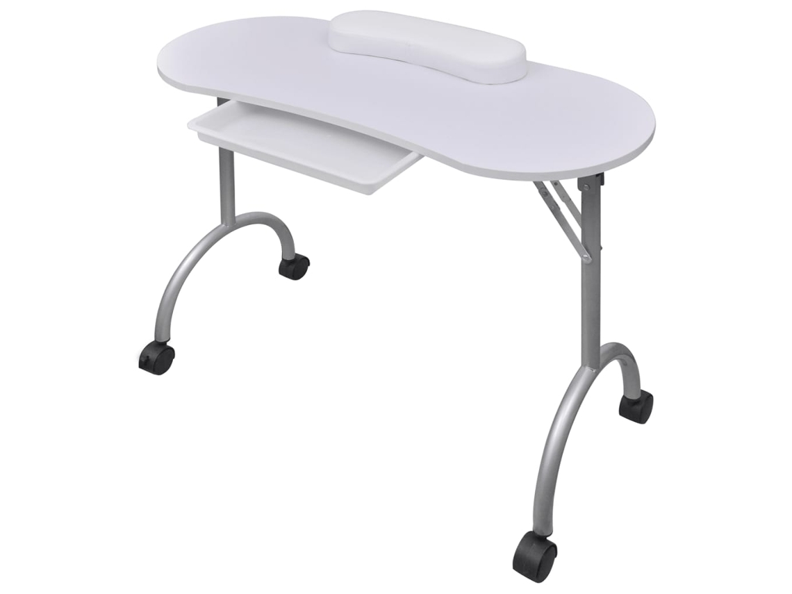 Mesa Manicure Dobrável Com Rodas, Branca