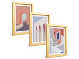 Composição De Quadros Ilustrações Arquitetônicas, Minimalismo Espelharte (3 Peças 20x30 Cm)