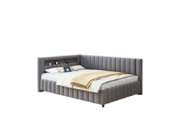 Cama Estofada Veludo Concha 90x200 com Pés Dourados PAPRIKA
