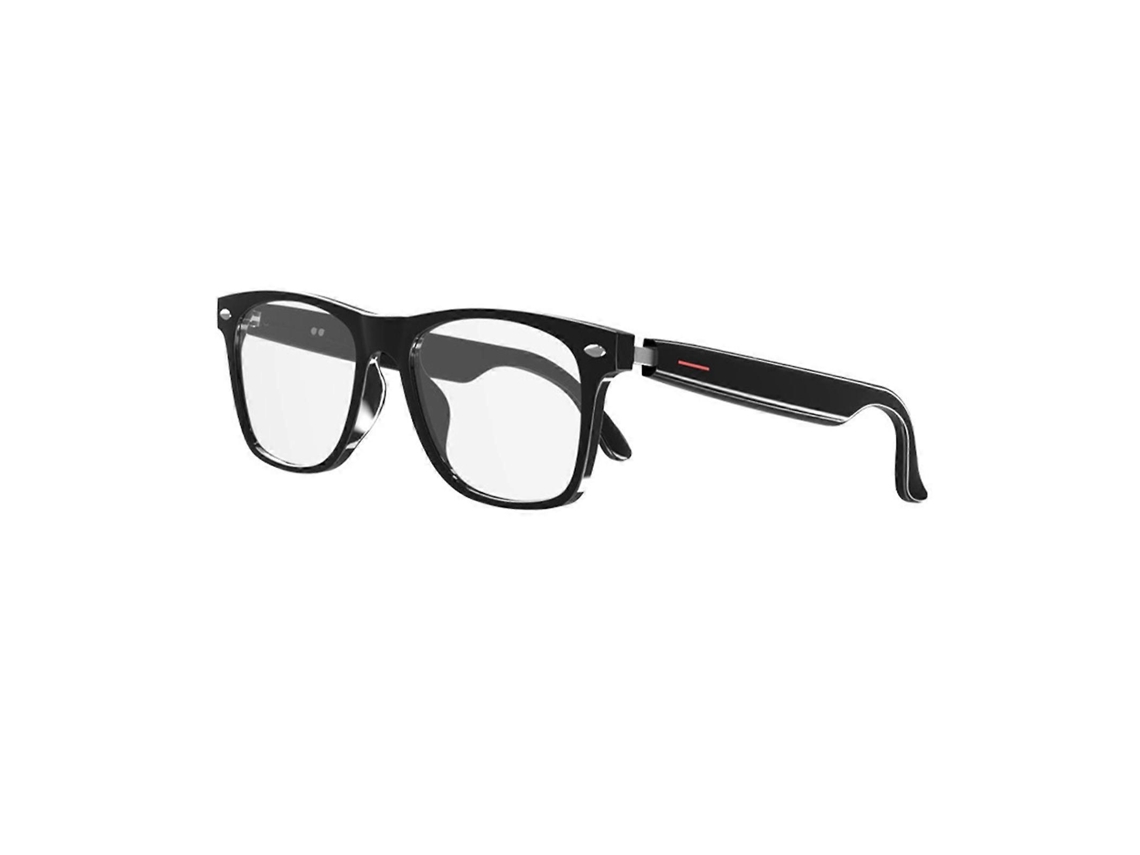 Óculos inteligentes com microfone de ouvido aberto, design ergonômico, assistente de voz, chamadas gratuitas, cancelamento de ruído e compatibilidade.