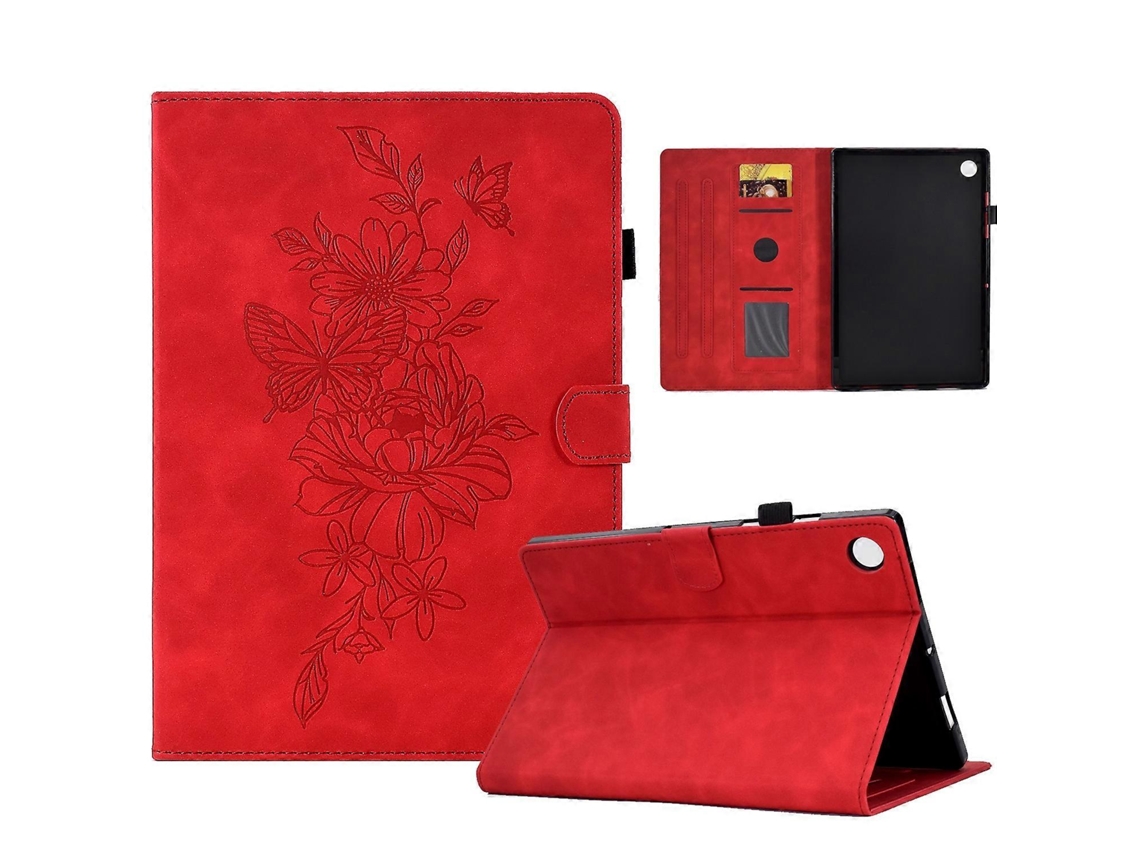 Capa de couro com estampa de borboleta e peônia Webake para tablet Huawei Matepad SE