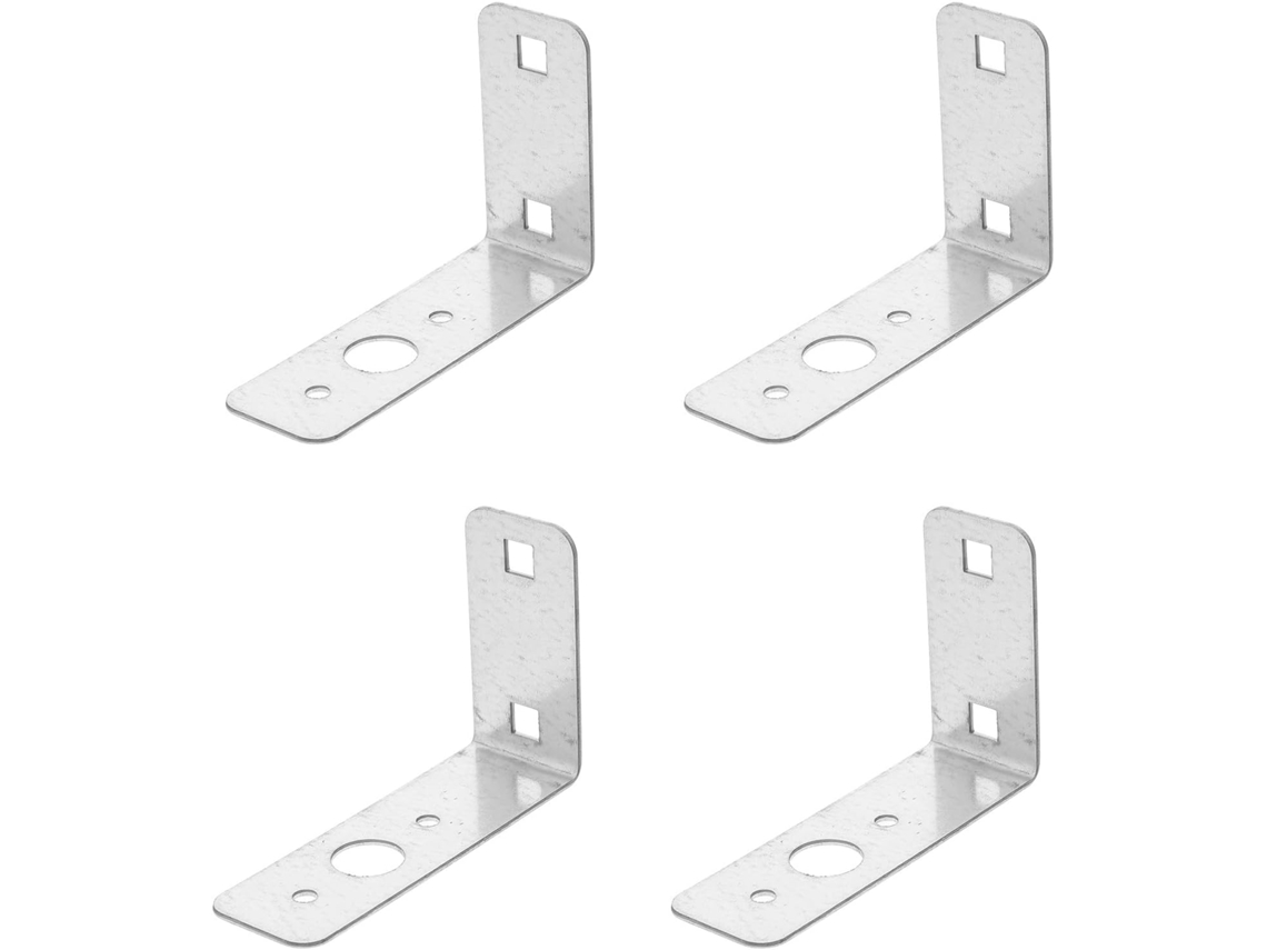 Suporte da lanterna traseira em aço galvanizado, formato L, 4 peças, com reforço triangular.
