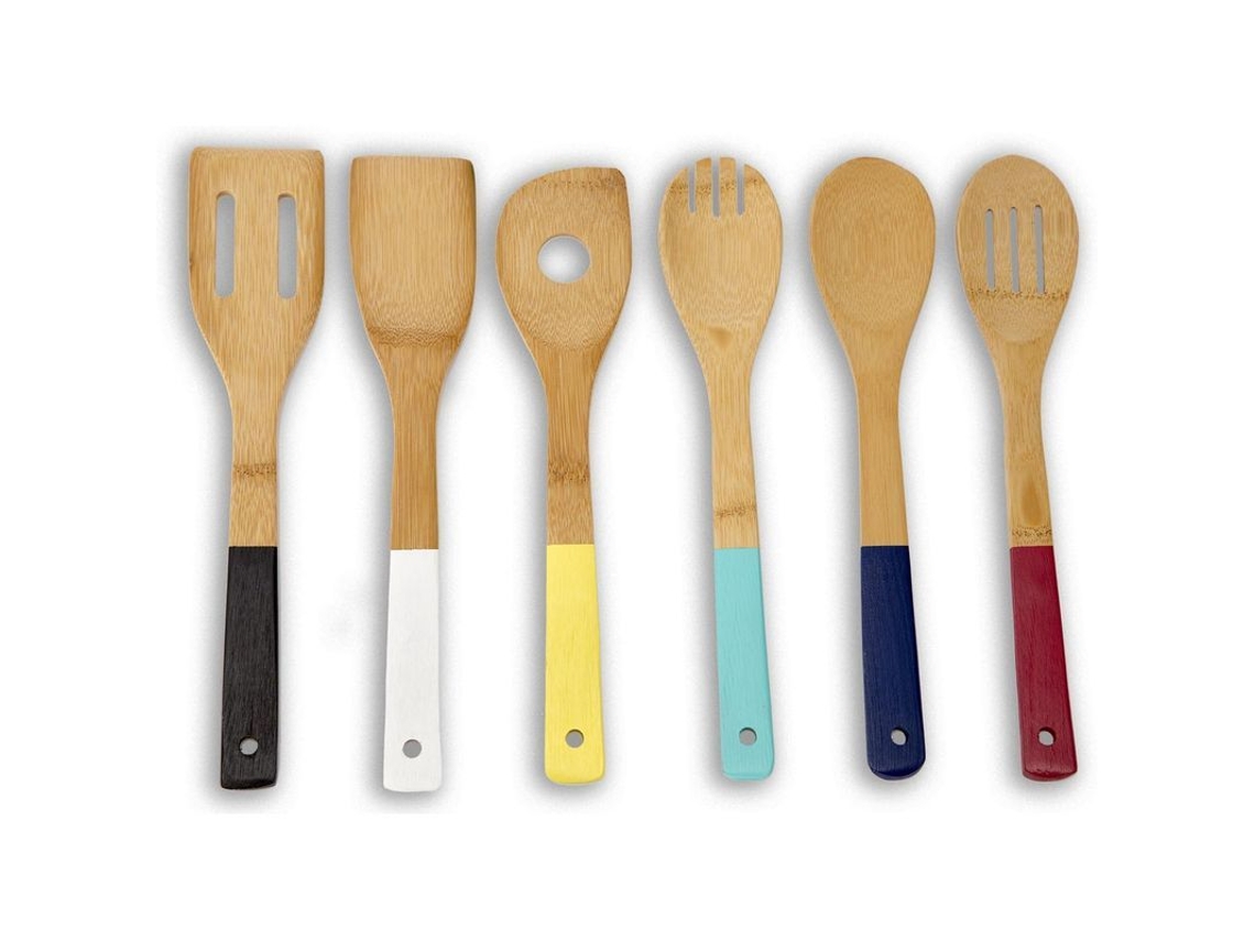 2026 conjunto de Utensílios de Cozinha de Bambu com Garras Coloridas, 6 Peças