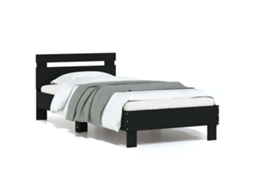 Vidaxl Estrutura De Cama Com Cabeceira E Luzes Led 75x190 Cm Preto