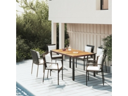 Vidaxl 5 Pcs Conjunto De Jantar P/ Jardim C/ Almofadões Vime Pe Preto