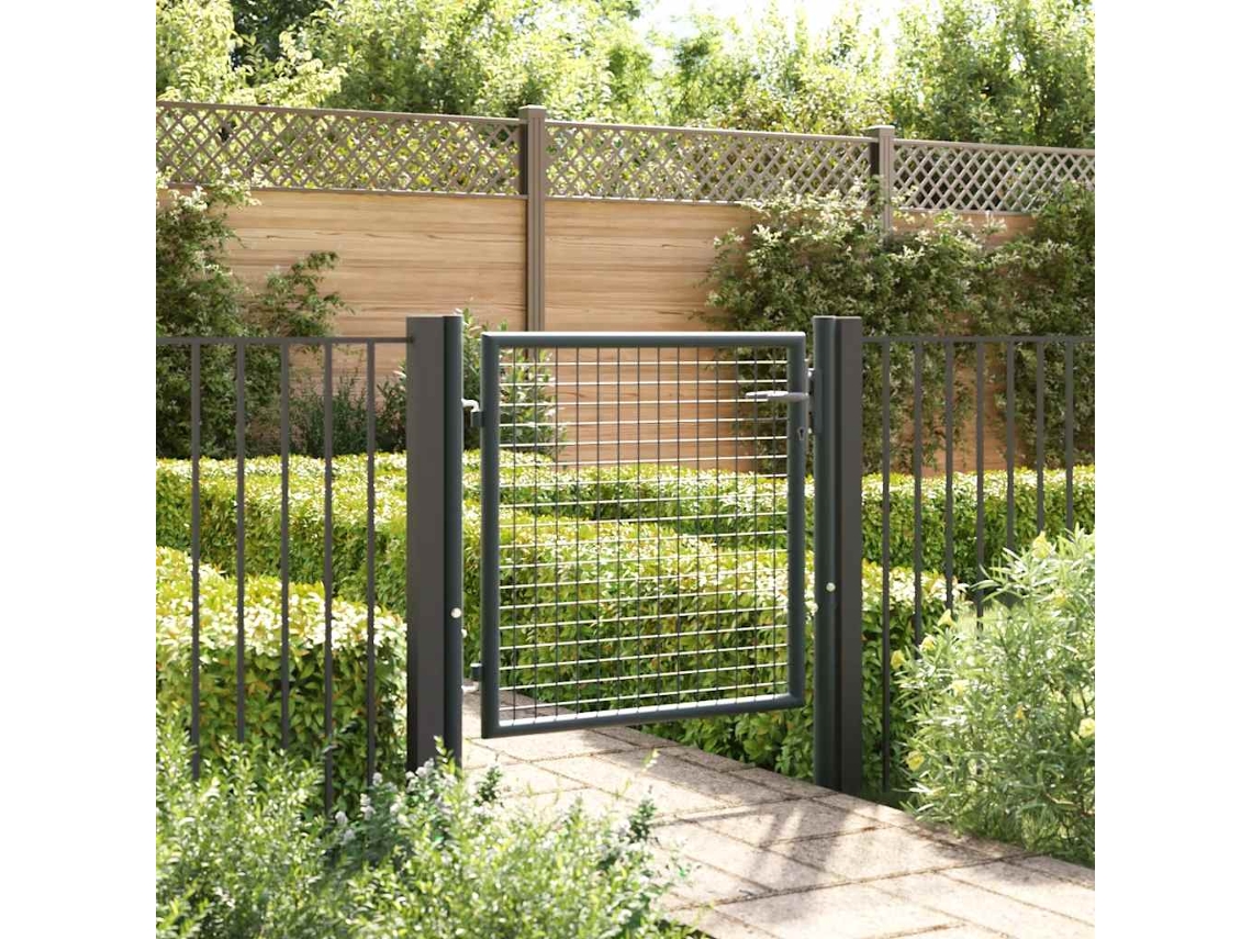 Vidaxl Portão De Jardim Em Tela De Aço Galvanizado 100x75 Cm Cinza