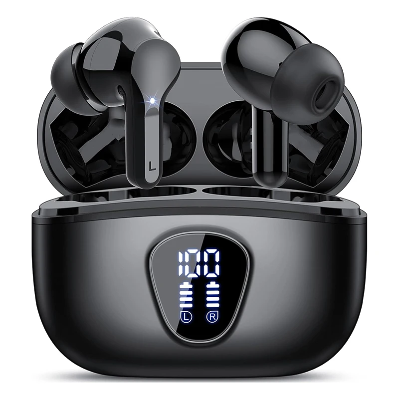 Fones de Ouvido Estéreo Sem Fio Bluetooth 5.3, com Microfone e Visor de Led, Bateria com Duração de 48 Horas e À Prova D'água. MDUG