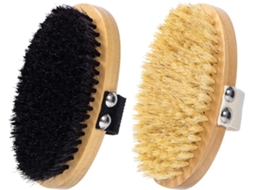 Conjunto De 2 Escovas Secas Para Drenagem Linfática, Escova De Banho Com Cerdas Naturais Para Limpeza Corporal