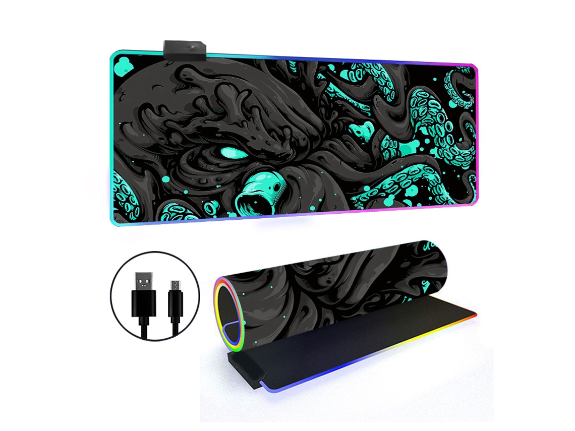 Mousepad Com Retroiluminação Rgb, Borda Antiderrapante E Trava, Estampa De Polvo Verde Brilvibera (4008003mm)