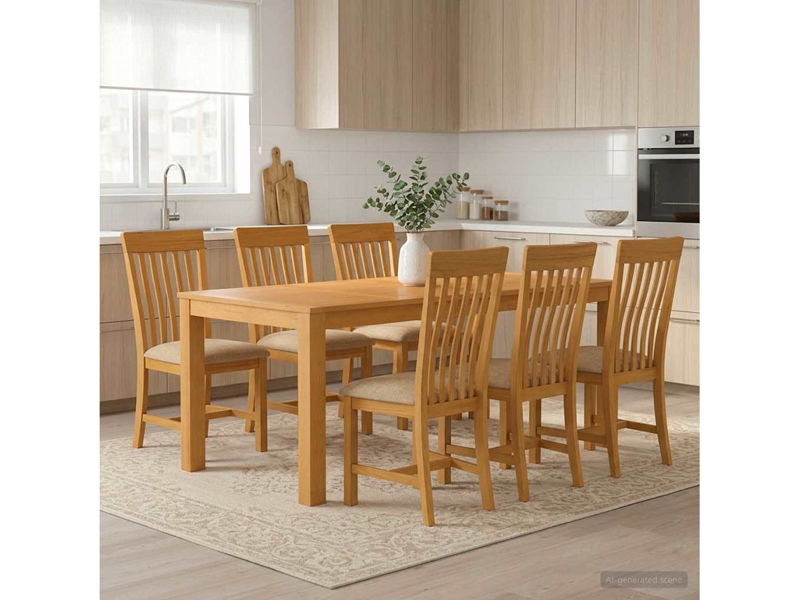 Vidaxl Conjunto De Sala De Jantar 7 Unid. Bege