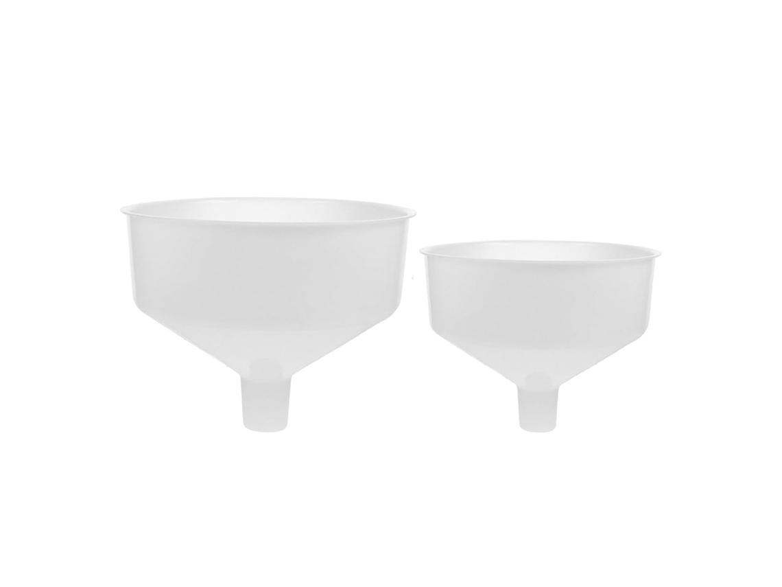 Conjunto De 2 Funis Cozinha Reutilizáveis Em Plástico Branco Com Boca Larga 4, 5cm Para Transferência Rápida De Líquidos