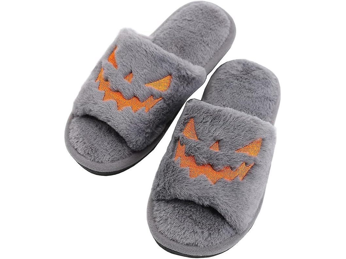 2026 zapatillas de Halloween Calabaza para Mujer Con Diseño Caricatura Y Pelo Suave, Zapatos de Casa para Niñas Y Damas