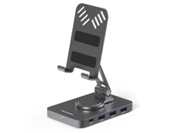 Yizhood Alumínio Tipo C Hub Docking Station Tipo C Hdmi Pd Usb3.03 Para Leitor Tf/sd 10 Em 1 Suporte Para Celular Duplo Cinza