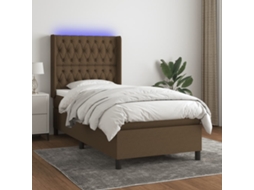 Vidaxl Cama Box Spring C/ Colchão/led 100x200cm Tecido Castanho-escuro