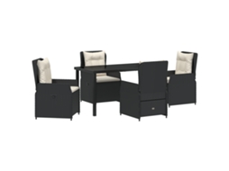 Conjunto 5 De Jantar Vidaxl Preto Rattan Sintético