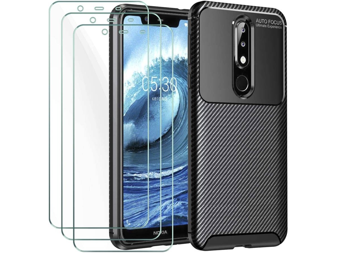 Capa + Película Nokia 5.1 Plus HONGWE. Preto