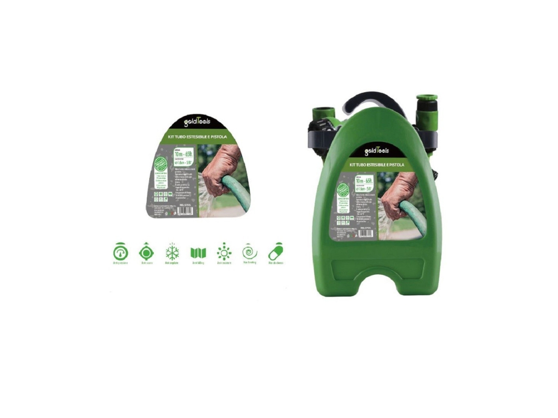 Pistola Rega Jardim Kit Mangueira Extensível 10Mt Suporte 57515 KAELA