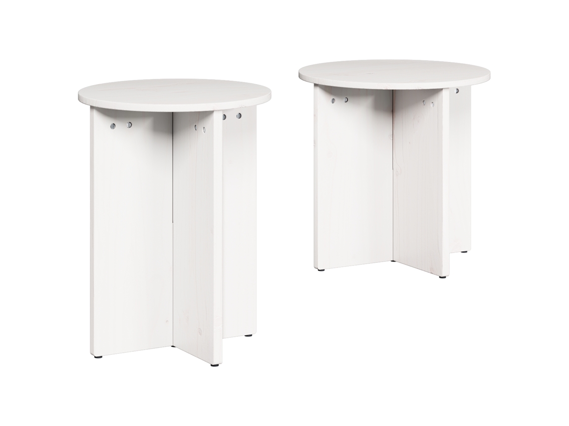 Conjunto 2 Mesa De Centro Vidaxl Branco Madeira De Pinho Maciça (41,5 X 41,5 X 46 Cm)